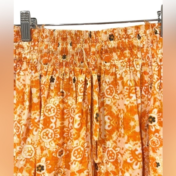 Free People All Over Print Raw Hem Slanted Mini Skirt Size Extra Small Drawstrin - Picture 2 of 5